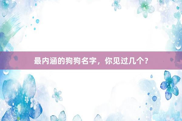 最内涵的狗狗名字，你见过几个？